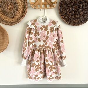 Janie & Jack Floral Sweater Dress with Ruffle Collar